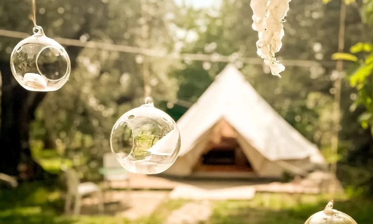 Falerna RV Rental | Boho Bell Tent for Couples | Olive Grove & Hanging Chair, Calabria