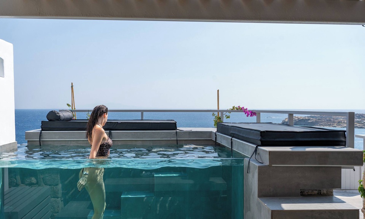 Paradise Hotel | Superior Apartment with Private Glass Pool & Shared Infinity Pool, Gym, Bar