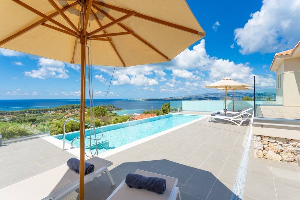 Lassi Villa | Villa Lassi Illios: Large Private Pool, Walk to Beach, Sea Views, A/C, WiFi