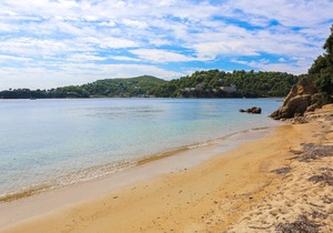 Beachfront Greek Villa in Skiathos with Semi-Private Sandy Beach