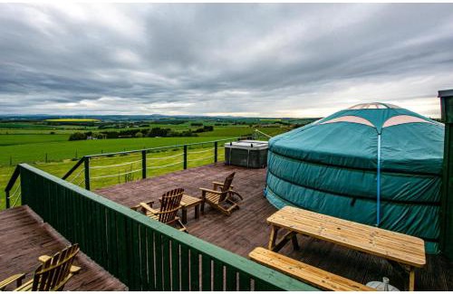 Turriff House | Orange Yurt with Hot Tub- Sleeps 3 Parking & WiFi