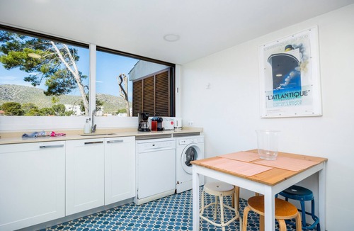 Cala San Vicente Apartment | "Can Botana 9" with Mountain View, Pool, Air Conditioning, Balcony & Garden