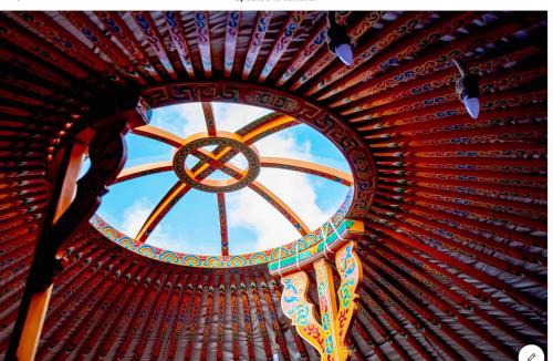 Turriff House | Orange Yurt with Hot Tub- Sleeps 3 Parking & WiFi