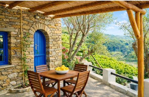 Andros Cottage | Stone Suite at Kotseli on Andros: Sea & Sunset Views, Pool & Traditional Charm