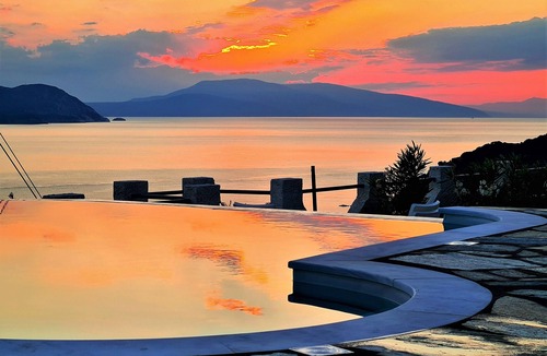 Xanthi Region House | VERONICA. Infinity panoramic pool. Privileged view of Egean. Access to the sea.