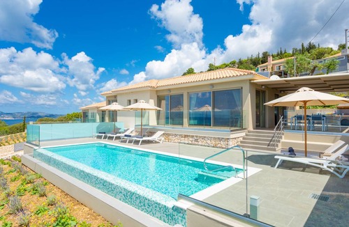 Lassi Villa | Villa Lassi Illios: Large Private Pool, Walk to Beach, Sea Views, A/C, WiFi