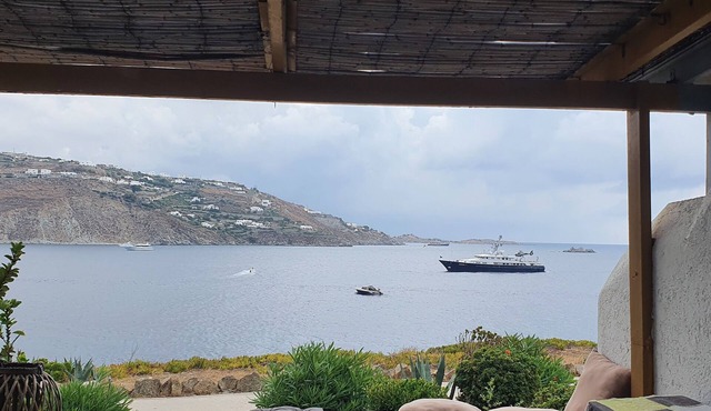 Amazing view of Ornos Bay in Mykonos