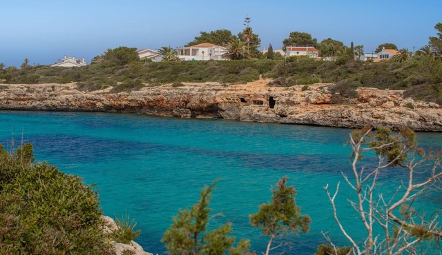 Holiday Apartment "Menorca Blue" with Shared Pool, Private Terrace & A/C