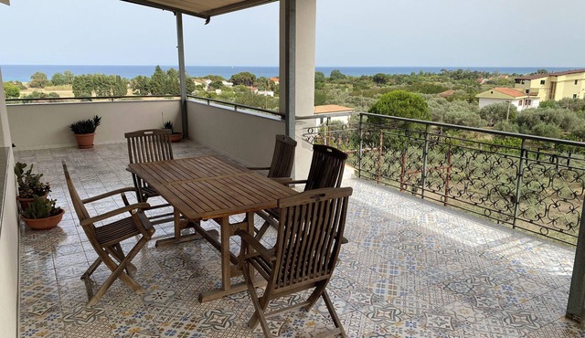 Penthouse with Panoramic Veranda immersed in Nature, a stone's throw from the Ionian Sea