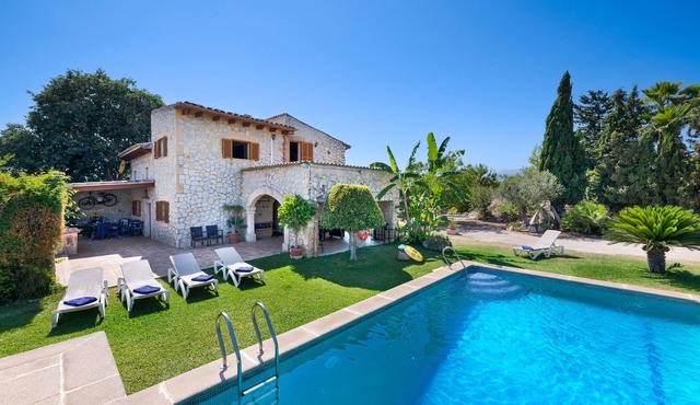 Pet-friendly Villa Cala Veritat with Mountain View, Pool, A/C, Wi-Fi, Garden, Terrace & Balcony