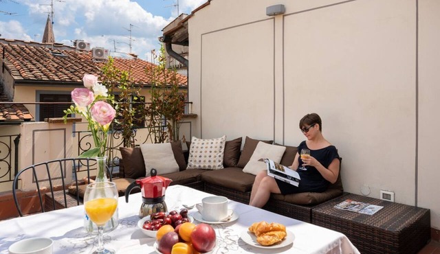 The apartment consists of a double bedroom, a comfortable living room with a sofa, a kitchen furnished in the Florentine style and equipped with all necessary utensils, and a bathroom. The apartment has been recently renovated.