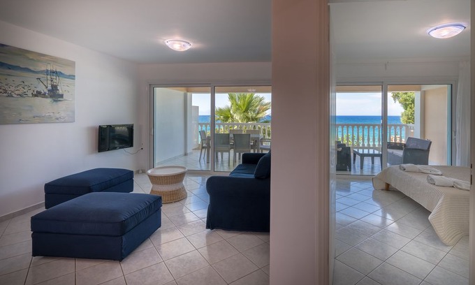 Psarou Apartment | Playa Del Zante, 1 Bedroom Apartment with Sea View On the Beach
