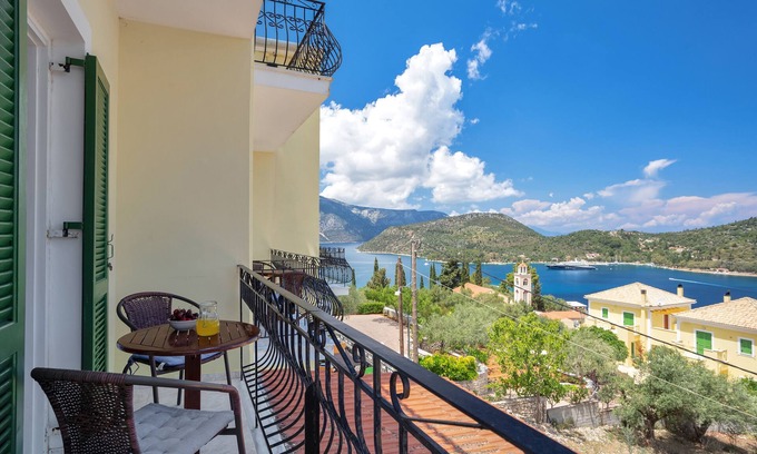 Vathy Apartment | Studio 'Veronis 5' with Sea View, Shared Pool & Wi-Fi