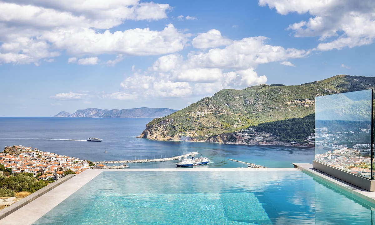 Skopelos Villa | ELEGANT RESORT with unique view of the sea, pool with waterfall and privacy!