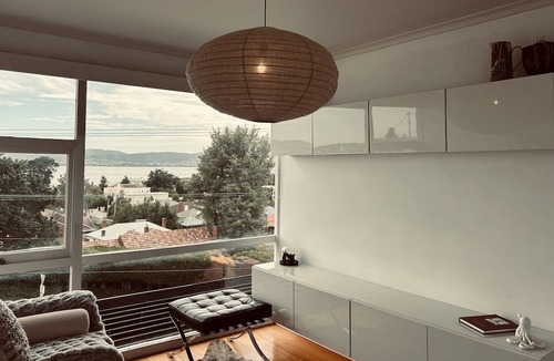 Sandy Bay Apartment | Panoramic water views, sunny and private - walk to beach, cafes and shops